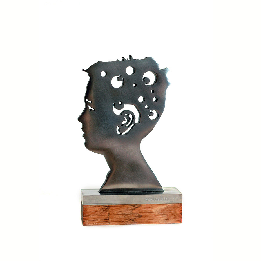 Bubbles in the head. Portrait of son
